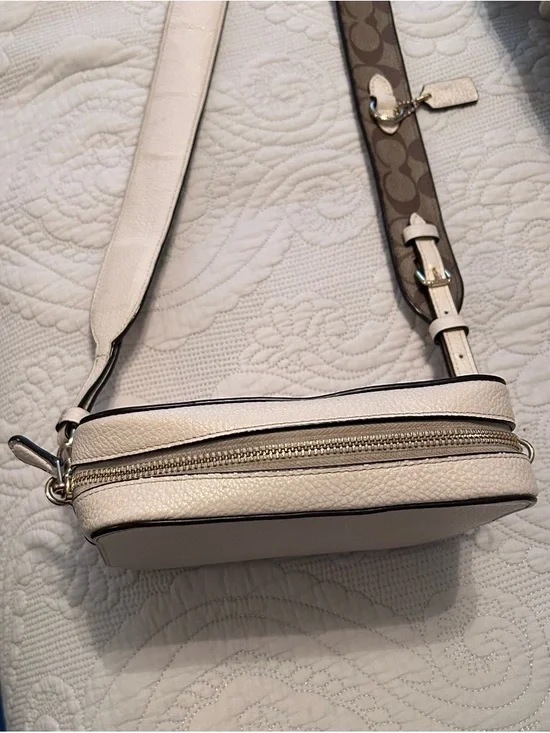 Coach Chalk Pebble Leather Crossbody with Signature Strap - Picture 2 of 3